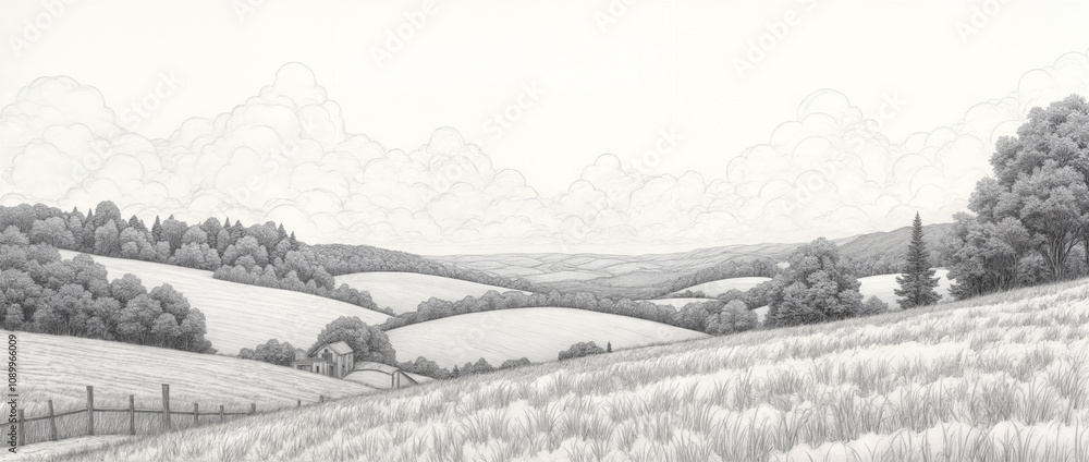 Fototapeta premium pencil drawing landscape