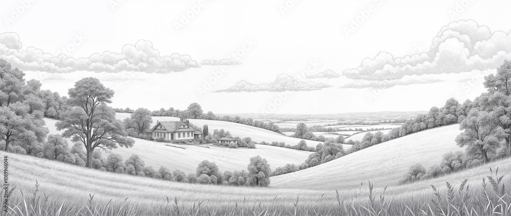 Obraz premium pencil drawing landscape