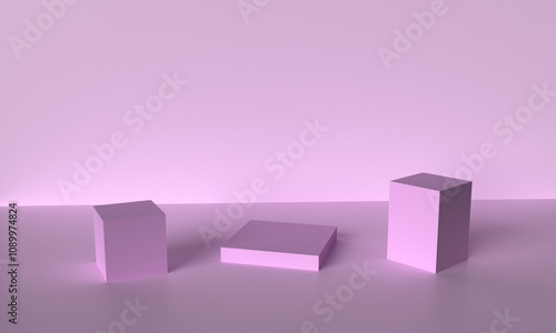 Podium stage stand showcase square exhibition pink violet color purple background wallpaper empty product advertisement marketing sale happy valentine day 14 fourteen february romantic present love 