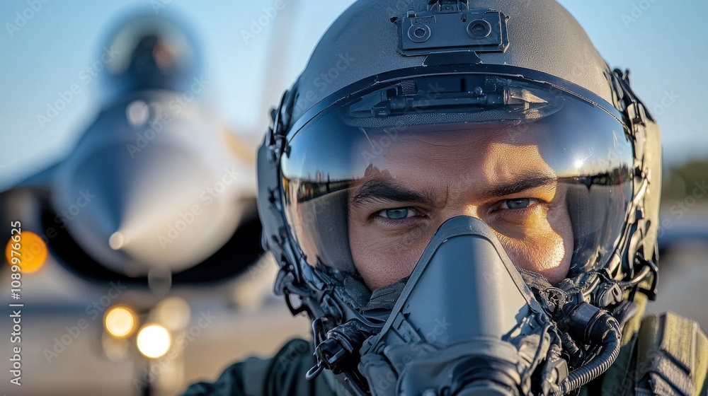 Fototapeta premium Close-Up of Fighter Jet Cockpit with Pilot