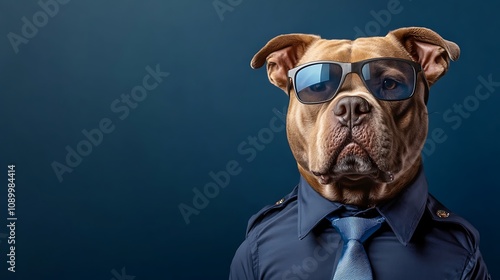 Cool Dog in Sunglasses Dressed as a Police Officer AI Generated photo