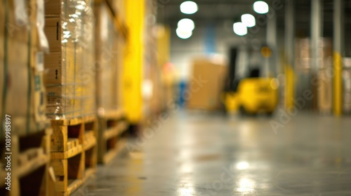 Wallpaper Mural A forklift transports boxes through an organized warehouse, showcasing efficient logistics during daytime operations Torontodigital.ca
