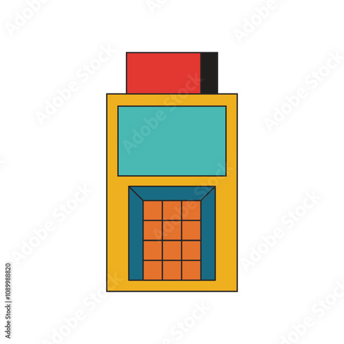 Illustration credit card machine retro design with blank background