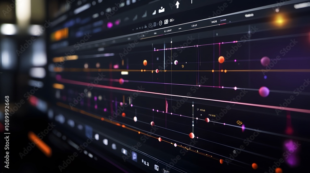 Fototapeta premium Interactive timeline of tools in video editing software for post-production