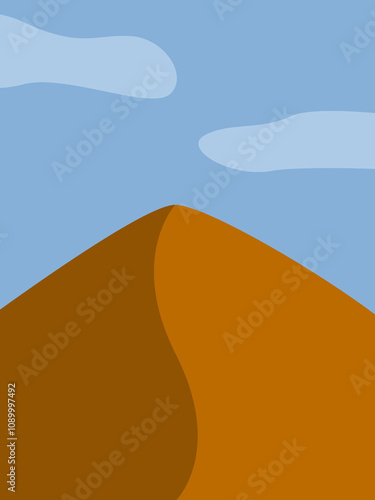 abstract desert dunes mountain hill with blue sky landscape wallpaper background vector illustration in flat design