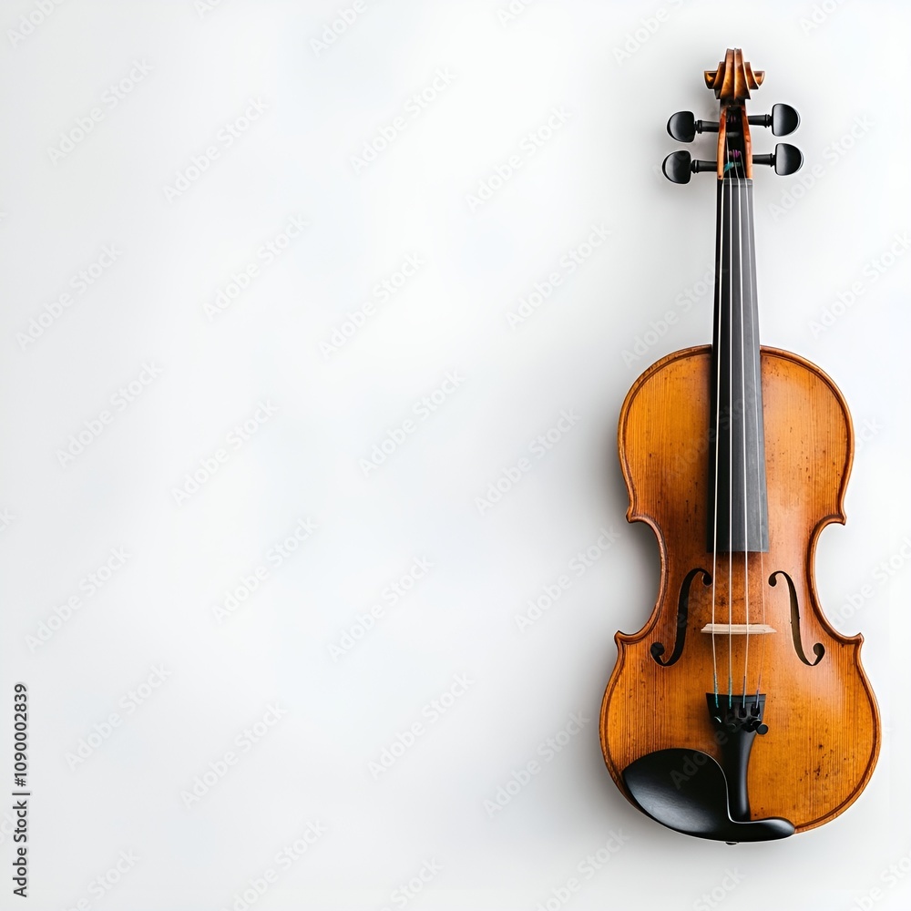 Fototapeta premium Violin Top View Shot on White Background