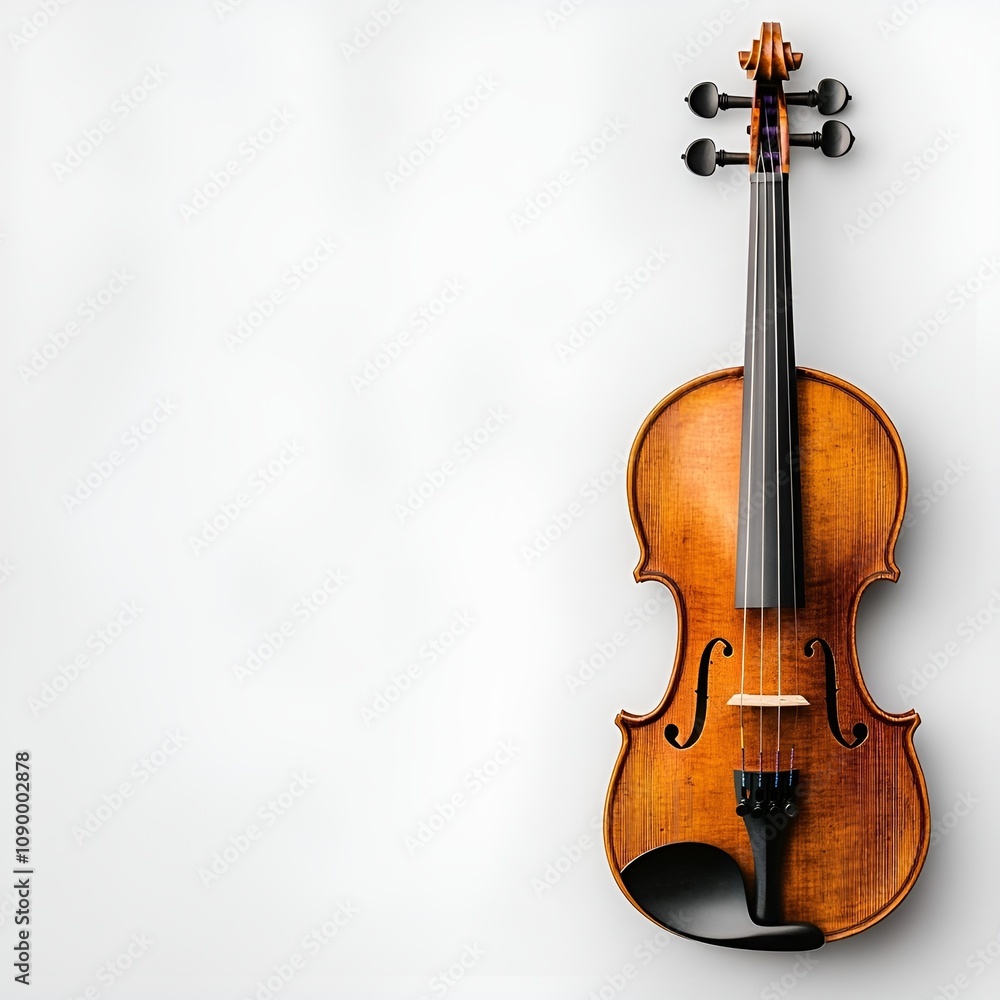 Fototapeta premium Violin Top View Shot on White Background