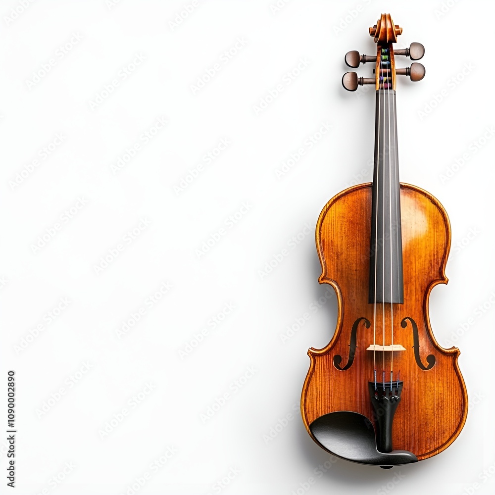 Fototapeta premium Violin Top View Shot on White Background