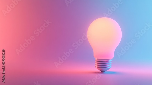 A glowing light bulb in a gradient background.