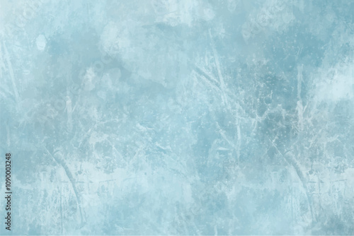 Frozen ice surface texture design abstract background. blue and white watercolor paint splash winter background. Cracked and broken background texture