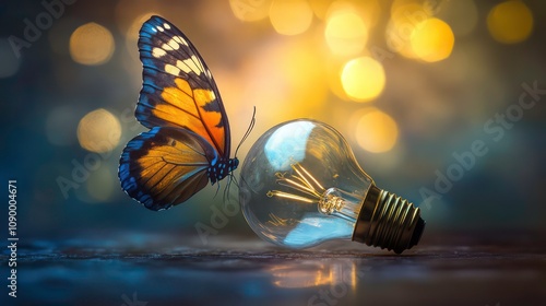 As a butterfly emerges from the confines of a light bulb, so too do ideas transform into the vibrant reality of illumination photo