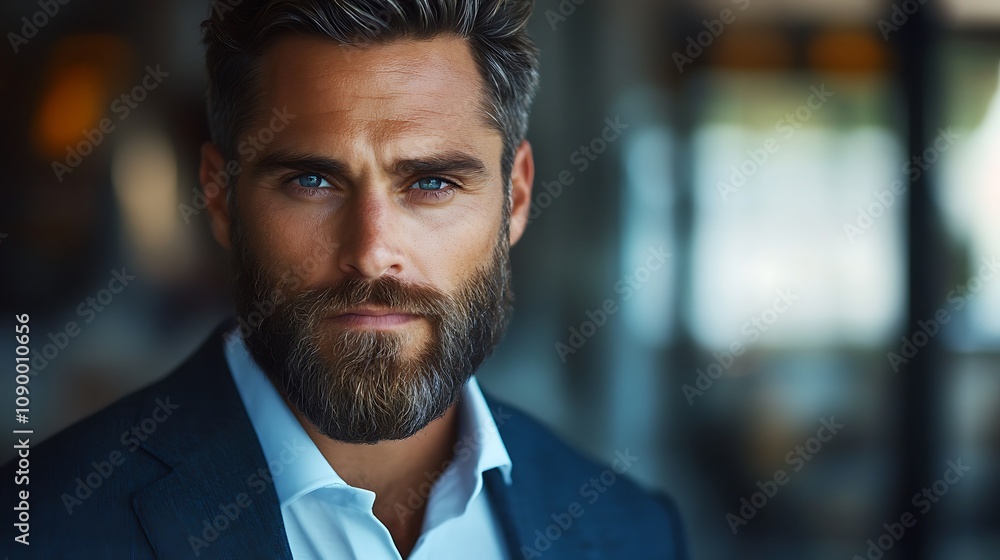 Fototapeta premium Professional male portrait indoor setting business environment close-up