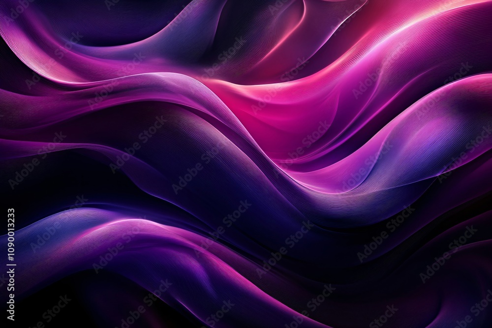 Obraz premium Motion animation of 3d neon purple and pink flowing light rays waves lines on black background. Digital data structure. Futuristic minimal abstract backdrop for design