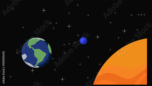 Space theme background full of stars and planets, space background with retro colors, elegant background, astronomy, science