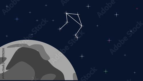 Space theme background full of stars and planets, space background with retro colors, elegant background, astronomy, science