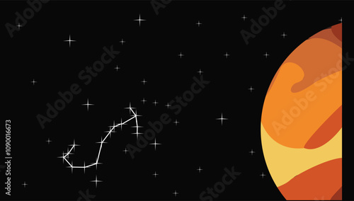 Space theme background full of stars and planets, space background with retro colors, elegant background, astronomy, science