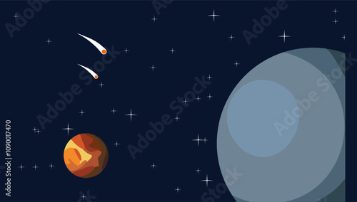 Space theme background full of stars and planets, space background with retro colors, elegant background, astronomy, science