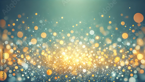 Schimmernde Bokeh-Lichter in Gold und Blau auf sanftem Farbverlauf – Ki-generiert photo