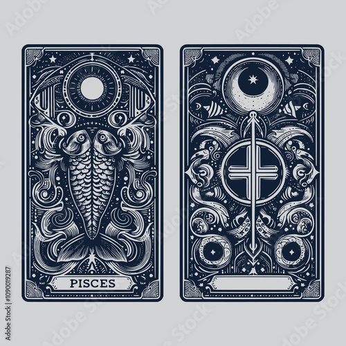 unique pisces zodiak ouija tattoo design