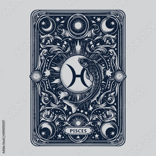 pisces zodiak tarot tattoo for divination