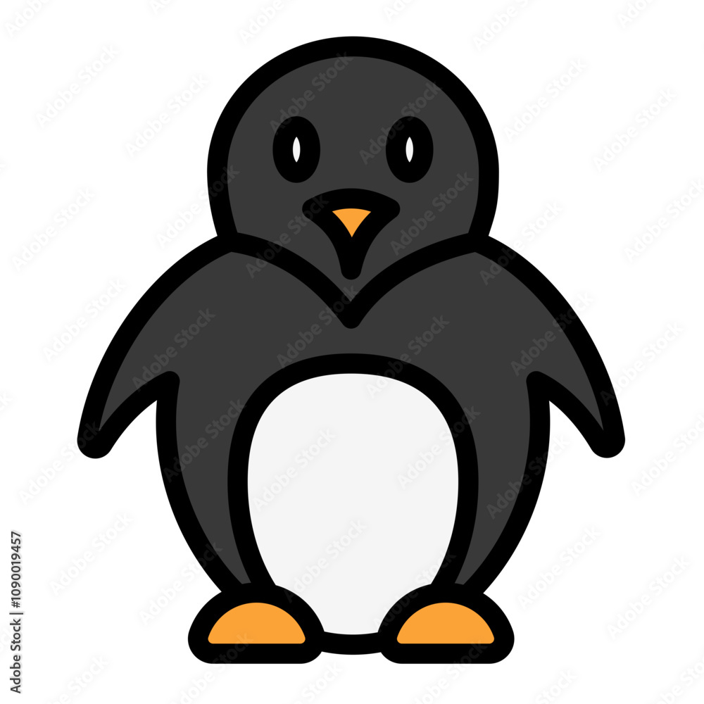 Fototapeta premium penguin outline color icon. use for modern concept, print, UI, UX kit, web and app development. Vector EPS 10, related to winter, cold season. 