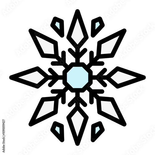 snowflake outline color icon. use for modern concept, print, UI, UX kit, web and app development. Vector EPS 10, related to winter, cold season. 
