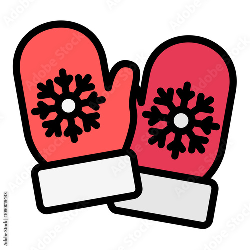 mittens outline color icon. use for modern concept, print, UI, UX kit, web and app development. Vector EPS 10, related to winter, cold season. 
