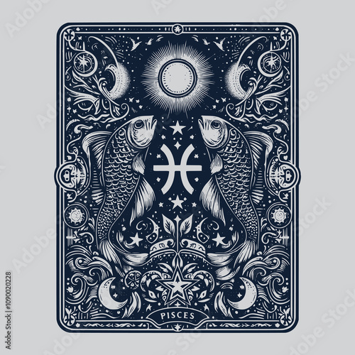 gothic pisces zodiak tattoo design