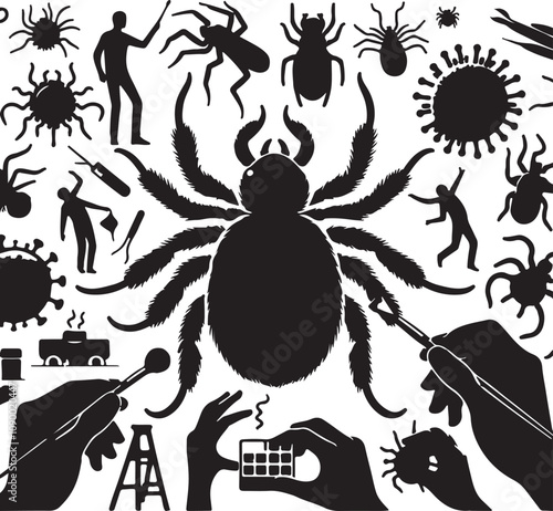 Arachmids Vector file, mite black jpg and AI file Silhouettes