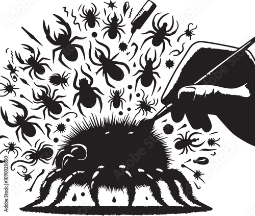 Arachmids Vector file, mite black jpg and AI file Silhouettes