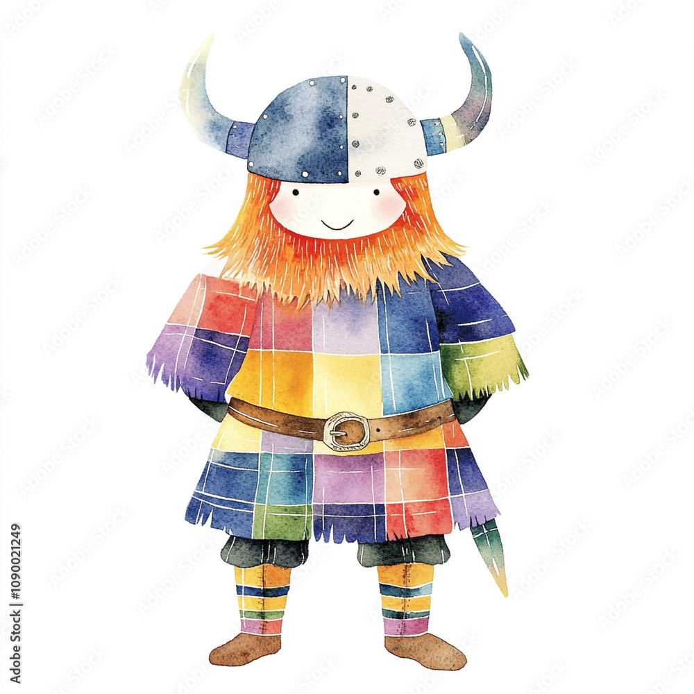 Obraz premium Highlander Watercolor Illustration With Simple Dog
