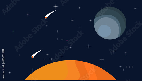 Wallpaper Mural Space theme background full of stars and planets, space background with retro colors, elegant background, astronomy, science Torontodigital.ca
