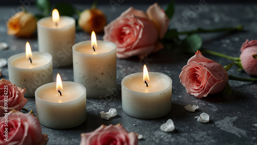 candles and rose petals