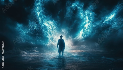 Wallpaper Mural Man Walking Towards Light in a Storm Torontodigital.ca