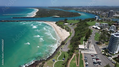 Duranbah Beach And Tweed River From Point Danger Headland In Coolangatta, Australia. - aerial shot photo