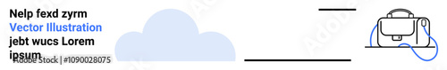 Cloud icon, placeholder text, virtual reality headset with cables. Ideal for technology blogs, cloud services, virtual reality promos, educational materials, software landing pages, tech startups