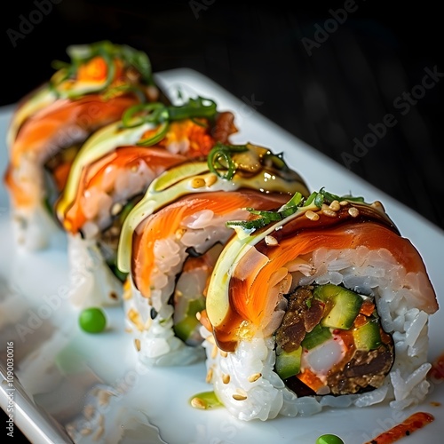 Fusion Sushi Dish: A Culinary of International Flavors in Exquisite Detail photo