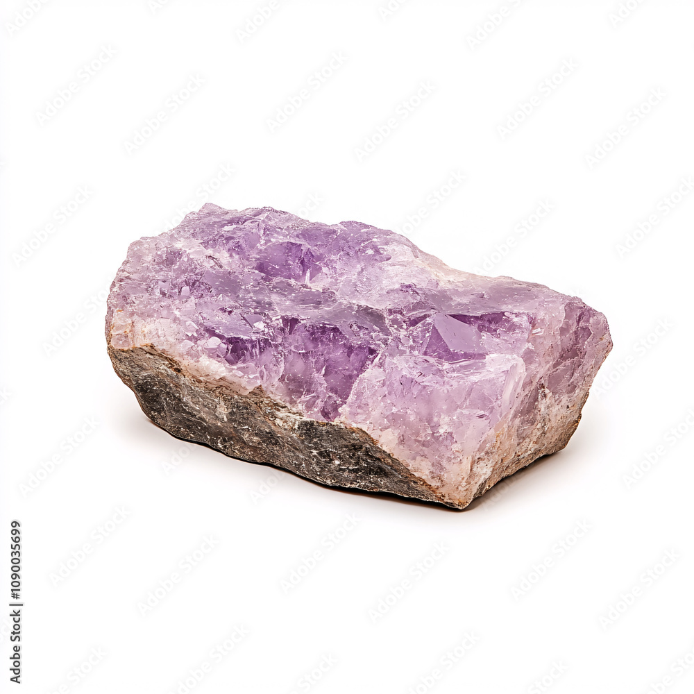 Fototapeta premium Discover the beauty and healing properties of amethyst crystals in a serene setting. On white background