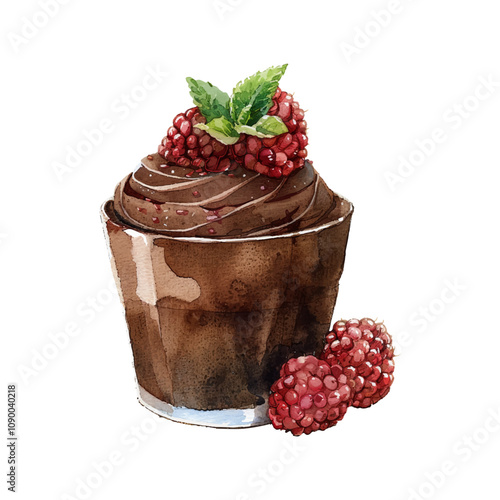 chocolate mousse vector illustration in watercolor style