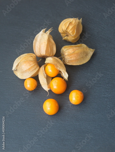 Fruits of Physalis peruviana, Tomatillo, Inca berry, Cape gooseberry photo