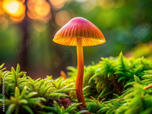 Mycena Cinerella Mushroom Gossamer Sponge in Forest Moss - AI Photo photo