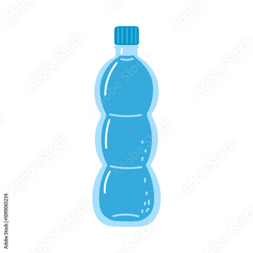 A colorful water bottle with a twist shape sitting on a white background