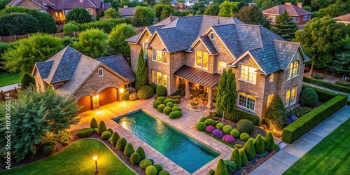 Spacious Suburban Mansion Pool Home Carrollton Dallas Texas - AI Photo photo