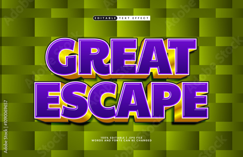 great escape editable text effect with a play and happy text style