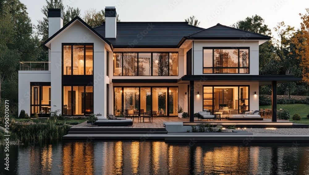 Fototapeta premium Modern House by the Water