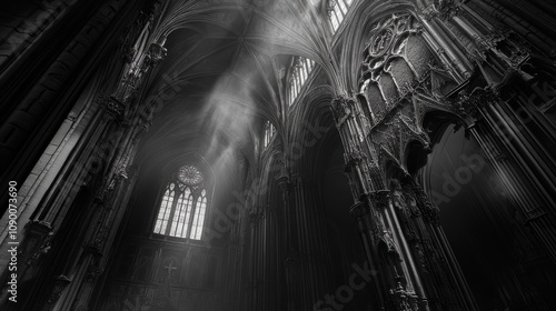 Gothic architecture background, dark and moody, intricate details, gothic style, looks very aesthetic  photo