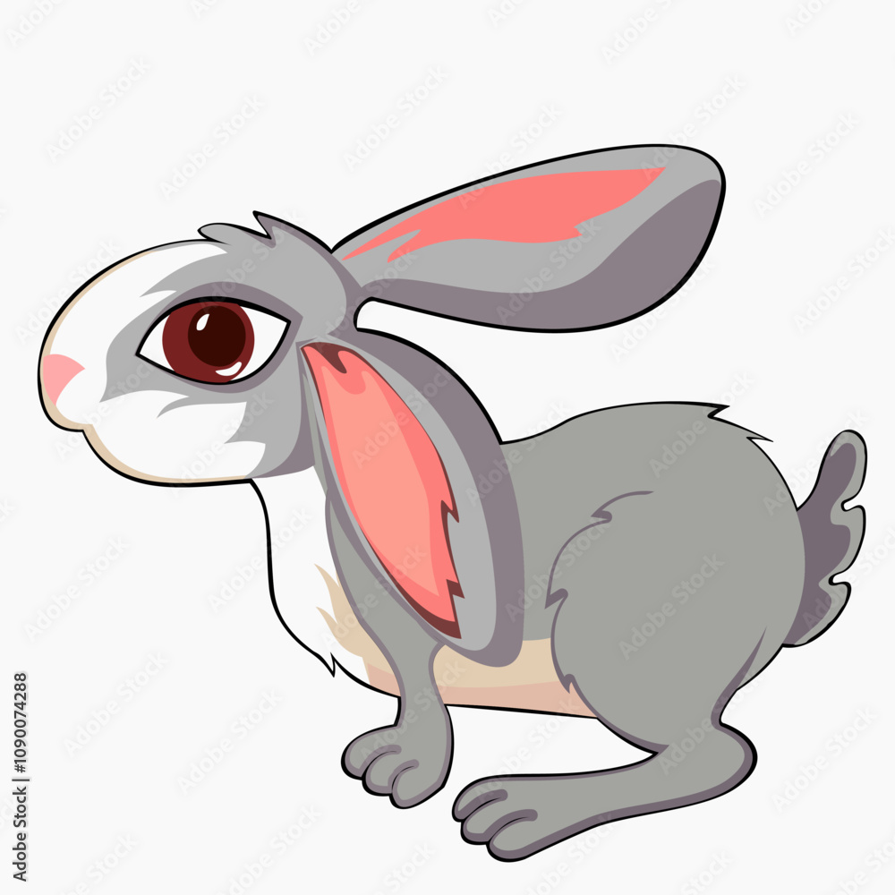 Obraz premium Rabbit vector drawing of a domestic pet. The home pet rabbit. vector illustration.