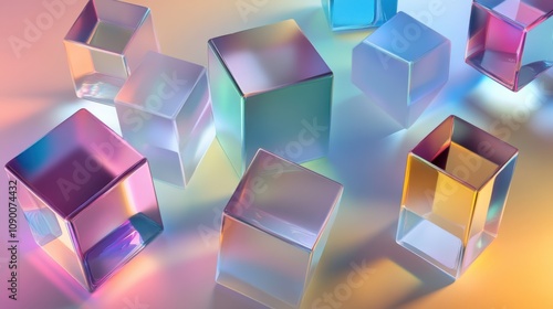 A conceptual image of a diverse array of floating, translucent geometric prisms casting colorful reflections, Symbolizing the multifaceted and inclusive nature of diverse perspectives