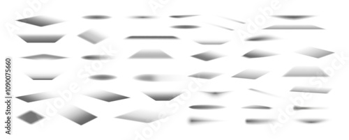 Realistic drop shadows from various shapes, different angles and sizes. Set of effects in perspective, isometric, front view. Realistic drop shadow - round, square, rectangular and oval. Vector set