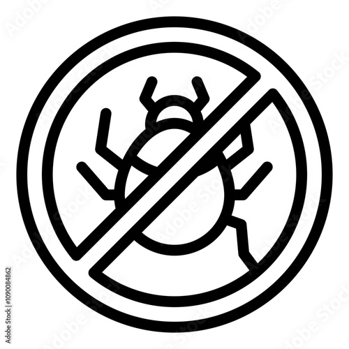 No bug outline icon for pest free or hygiene themes